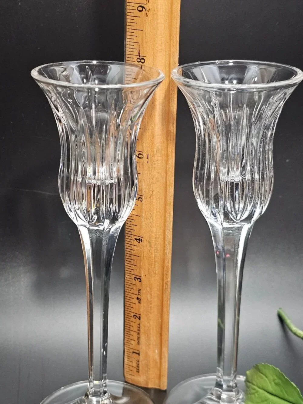 2 Mikasa Icicles Crystal Candlestick Holders Vintage Glass Taper Candle Holder
